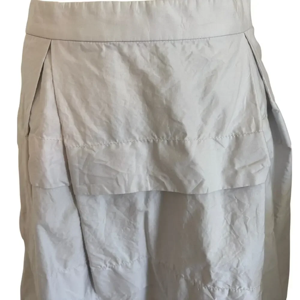 J. Crew 100% Cotton Pastel Grey Tiered Ruffled Skirt A-Line Preppy Minimalist 4
